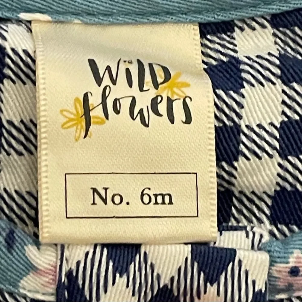 Wildflower Checkered and Striped Tunic Top or Dress Blue White Peach Sz 6 Months